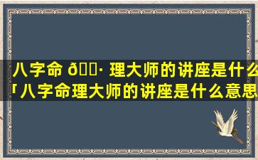 八字命 🌷 理大师的讲座是什么「八字命理大师的讲座是什么意思」